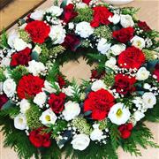 Red and white wreath