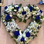 Blue and white open heart
